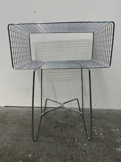 Chrome Wire Basket Side Table with Hairpin Legs #2594