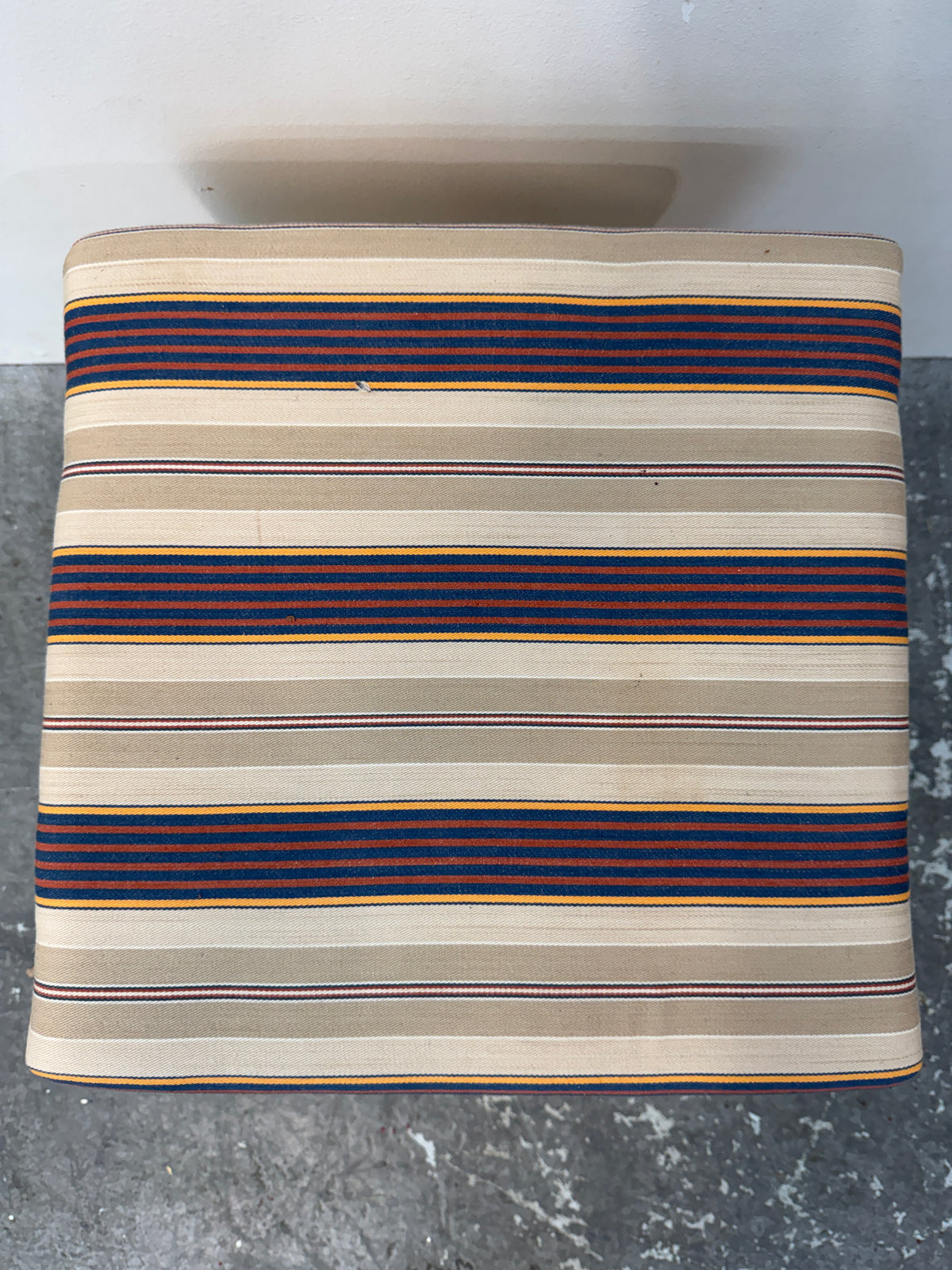 Birch Plywood Cube Stool with Striped Cushion #2596