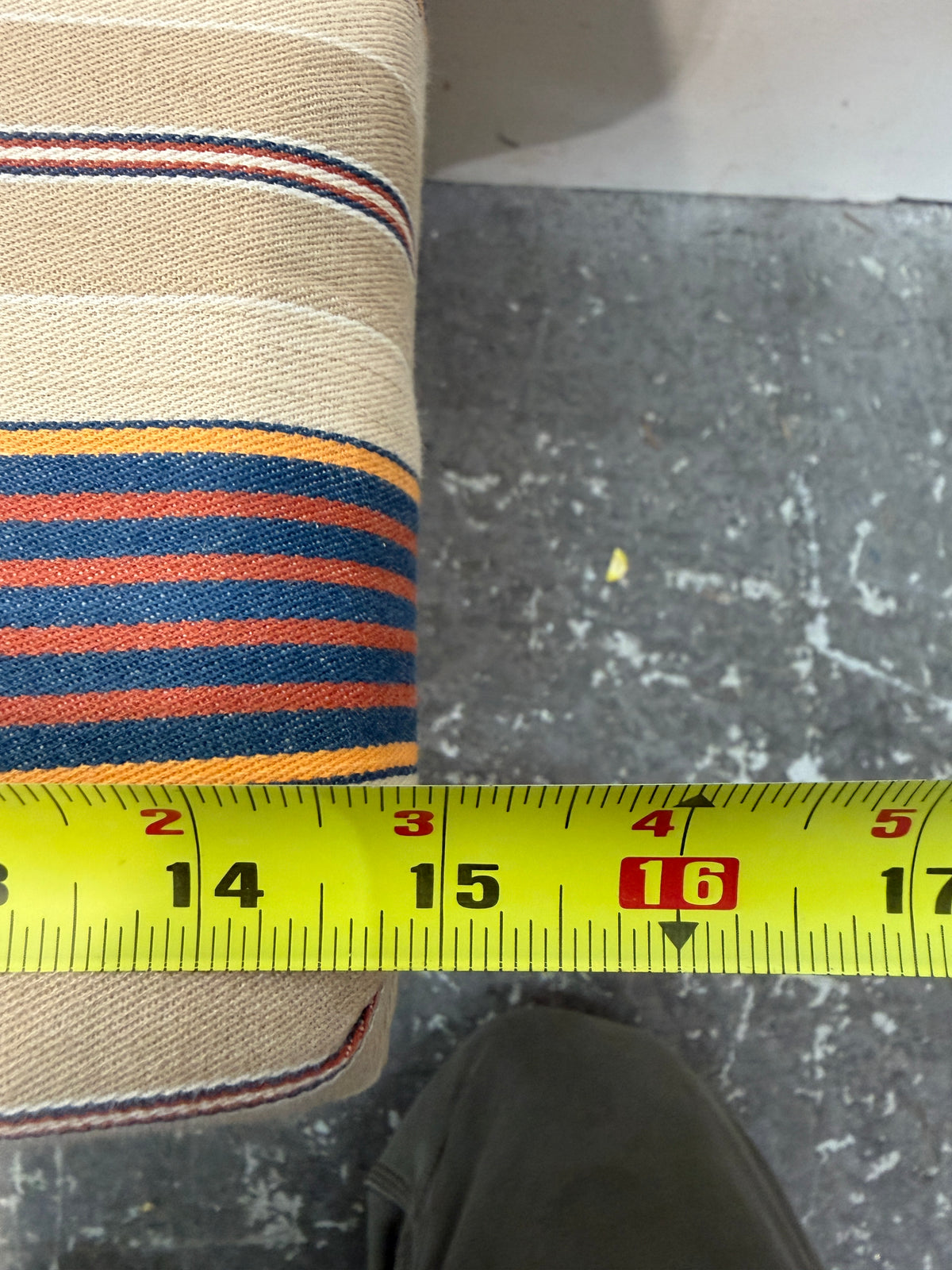 Birch Plywood Cube Stool with Striped Cushion #2596