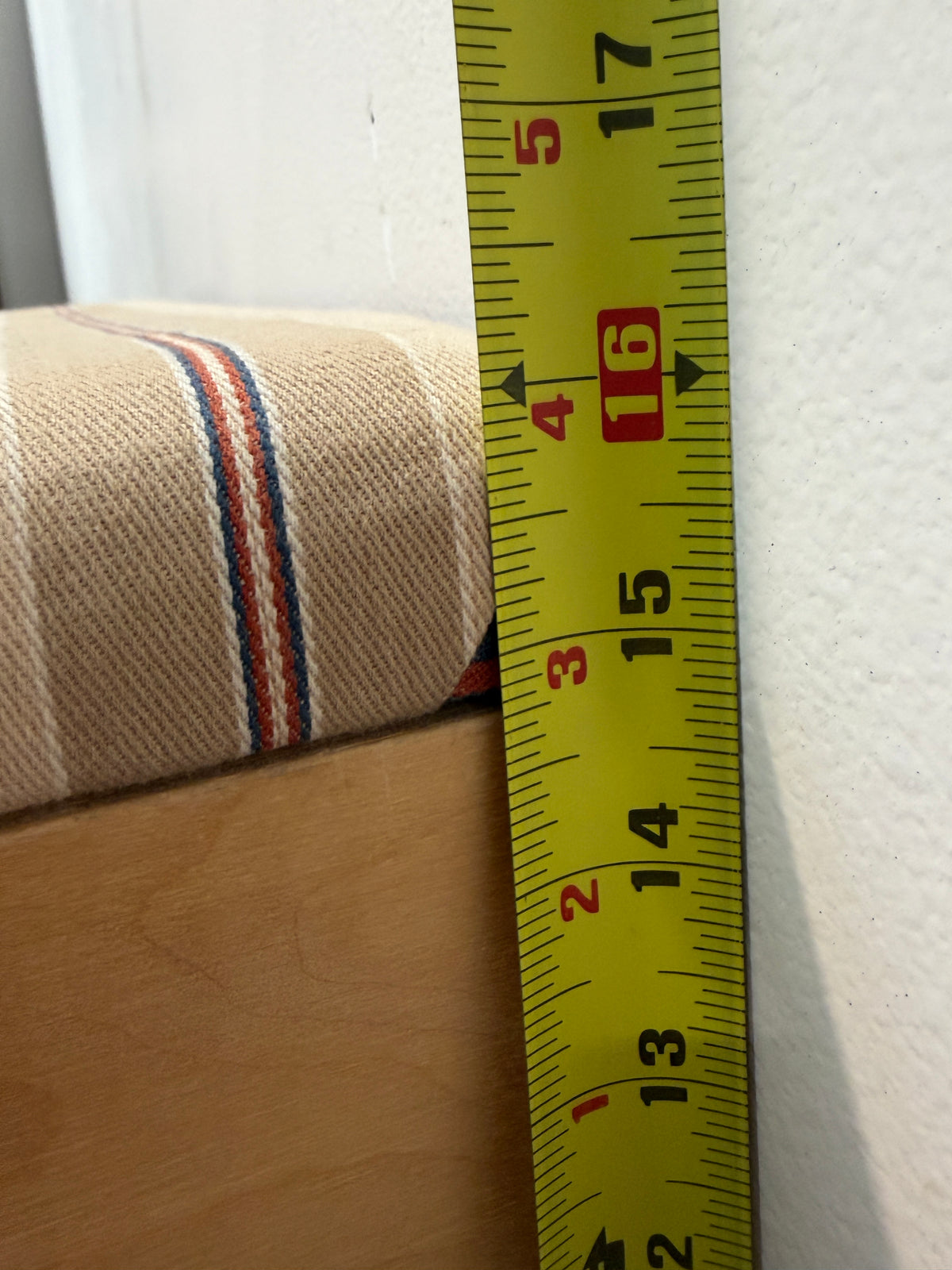 Birch Plywood Cube Stool with Striped Cushion #2596