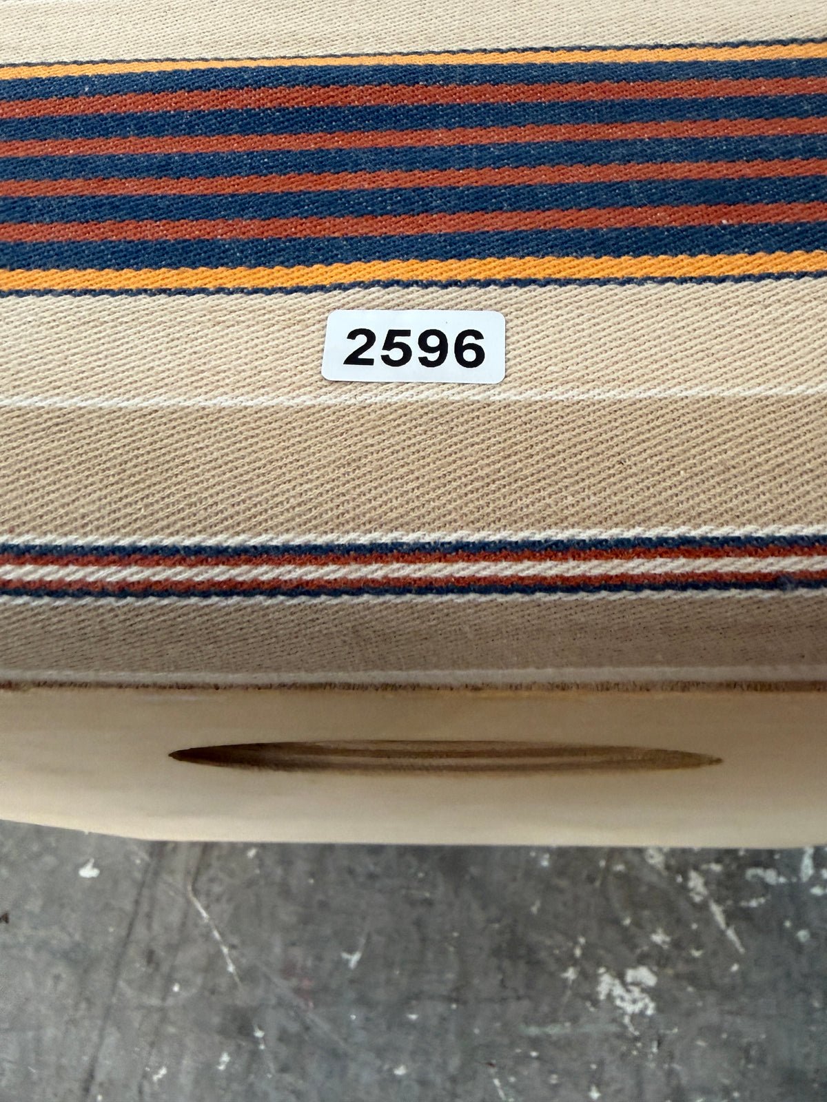 Birch Plywood Cube Stool with Striped Cushion #2596