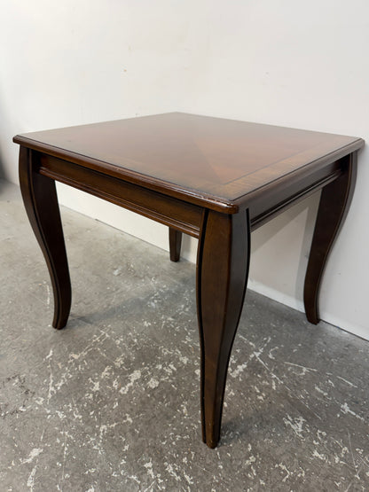Cherry Veneer Square End Table with Cabriole Legs #2600