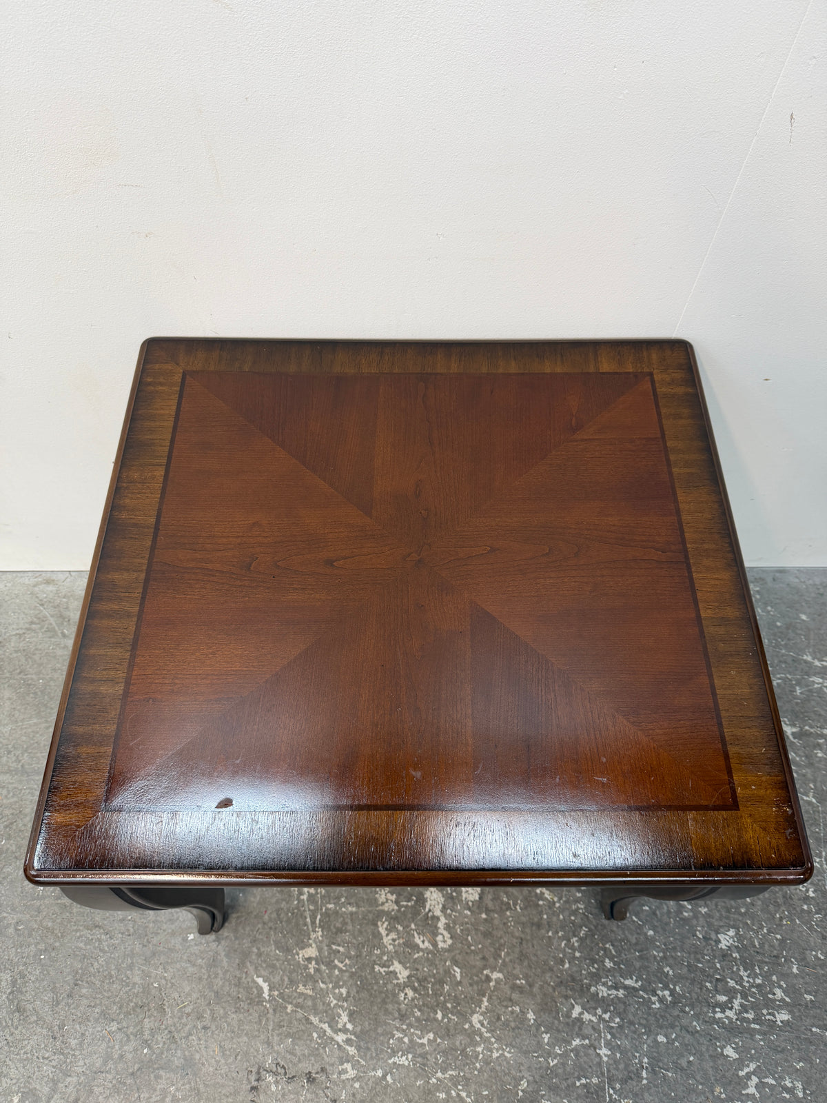 Cherry Veneer Square End Table with Cabriole Legs #2600