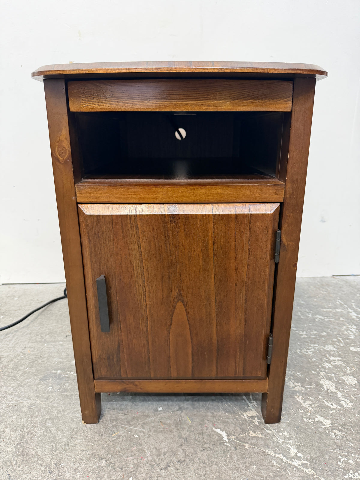 Walnut Finish Chairside End Table with Power Outlets #2604