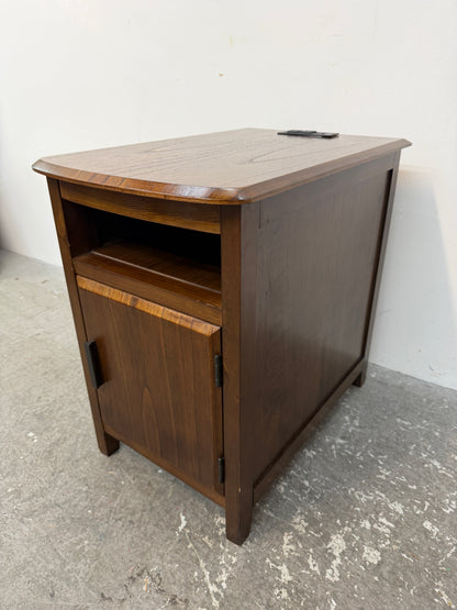 Walnut Finish Chairside End Table with Power Outlets #2604