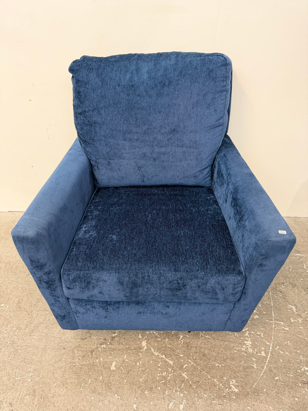 Navy Chenille Track Arm Swivel Armchair #2606