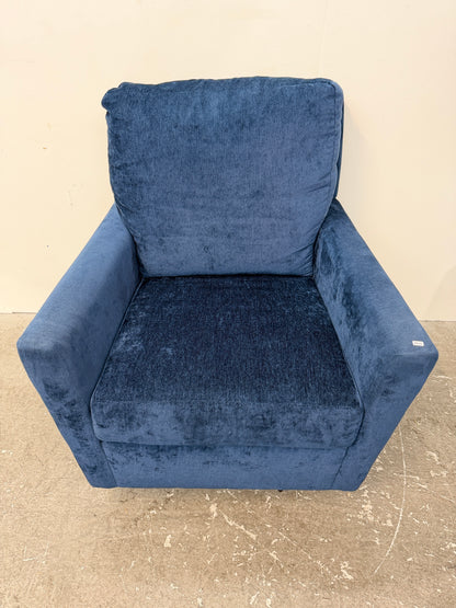 Navy Chenille Track Arm Swivel Armchair #2606