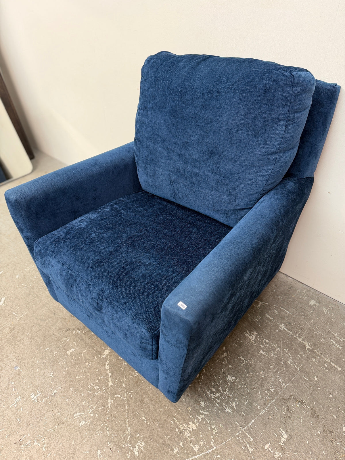Navy Chenille Track Arm Swivel Armchair #2606