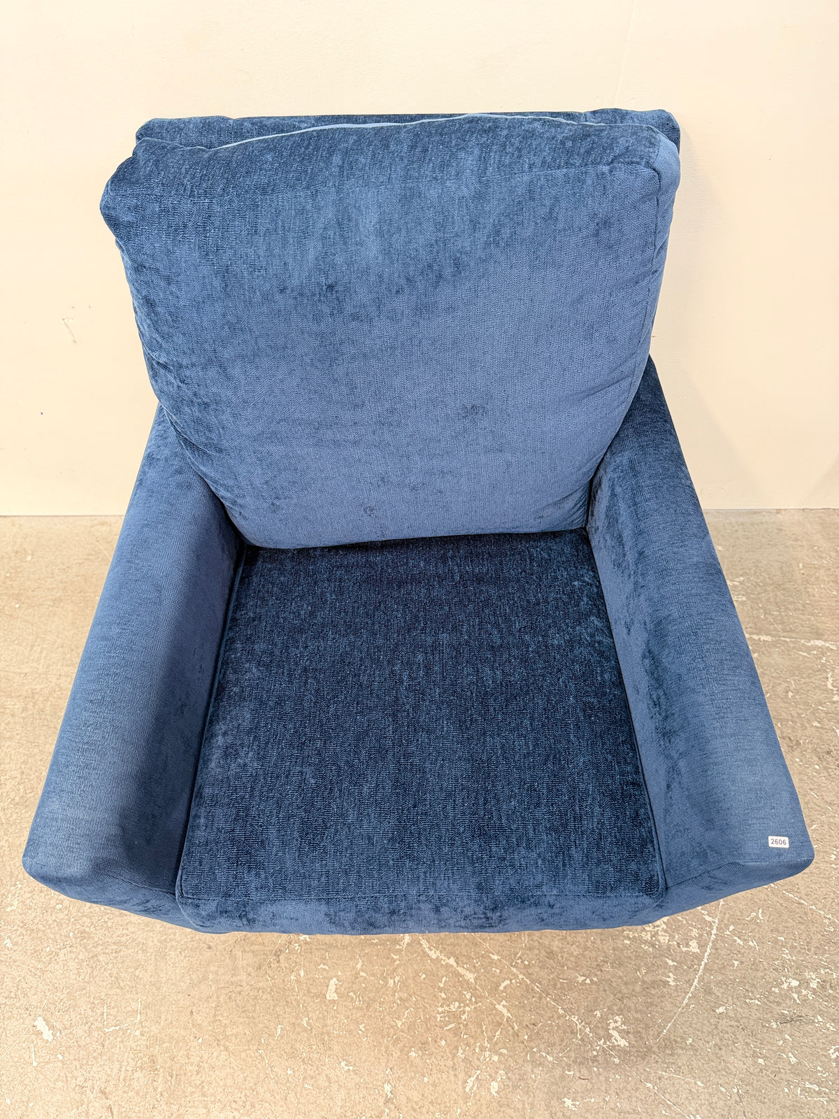Navy Chenille Track Arm Swivel Armchair #2606