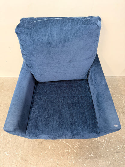 Navy Chenille Track Arm Swivel Armchair #2606