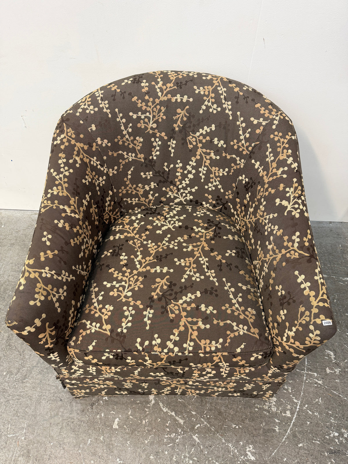Sherrill Brown Branch Pattern Premiuim Upholstered Tub Chair #2608