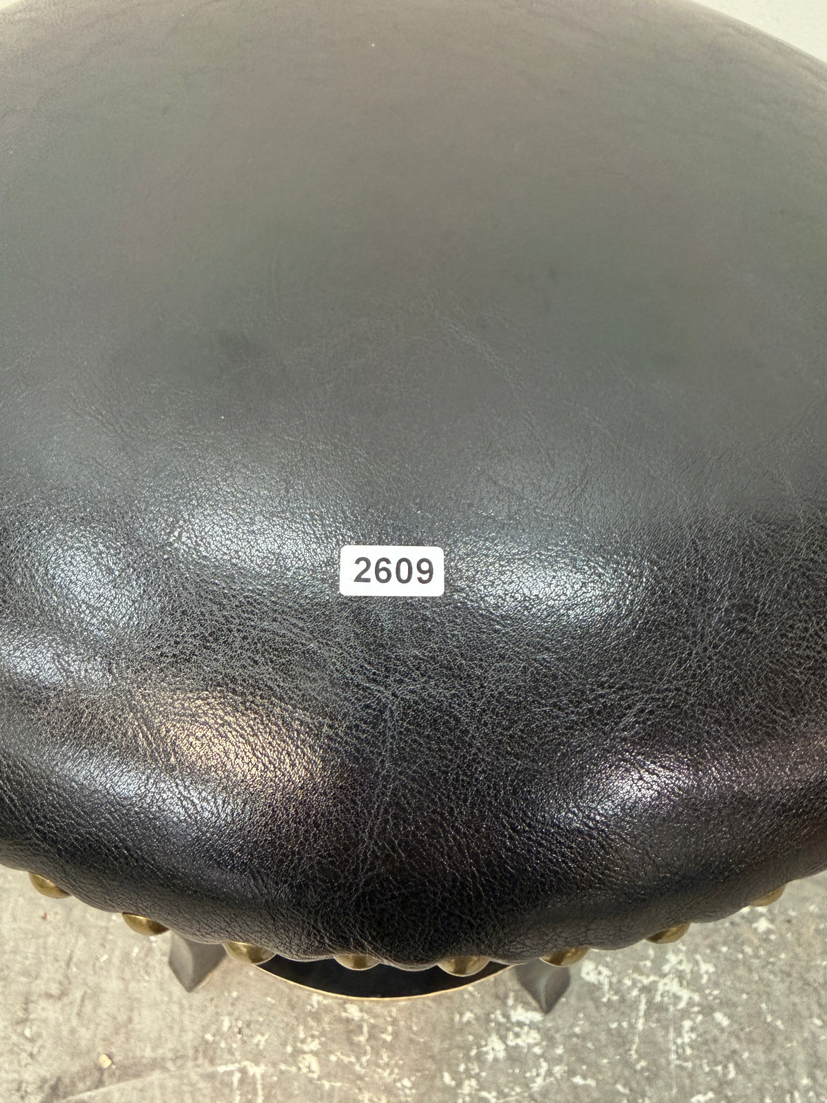 Black Faux Leather Swivel Bar Stool with Nailhead Trim #2609