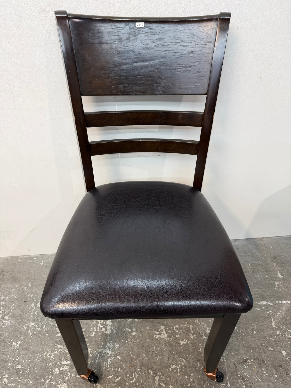 Pair of Espresso Dining Chairs on Casters #2610