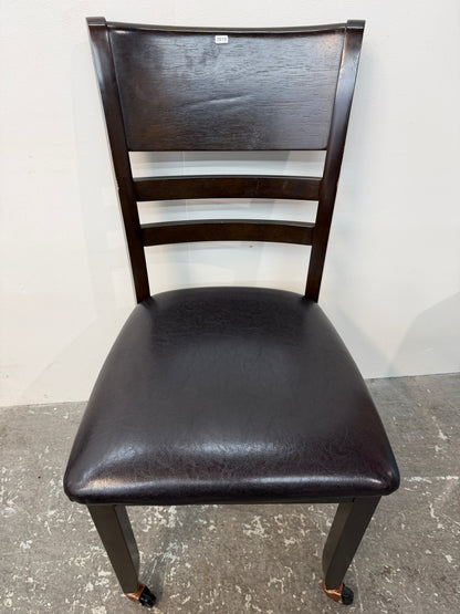 Pair of Espresso Dining Chairs on Casters #2610