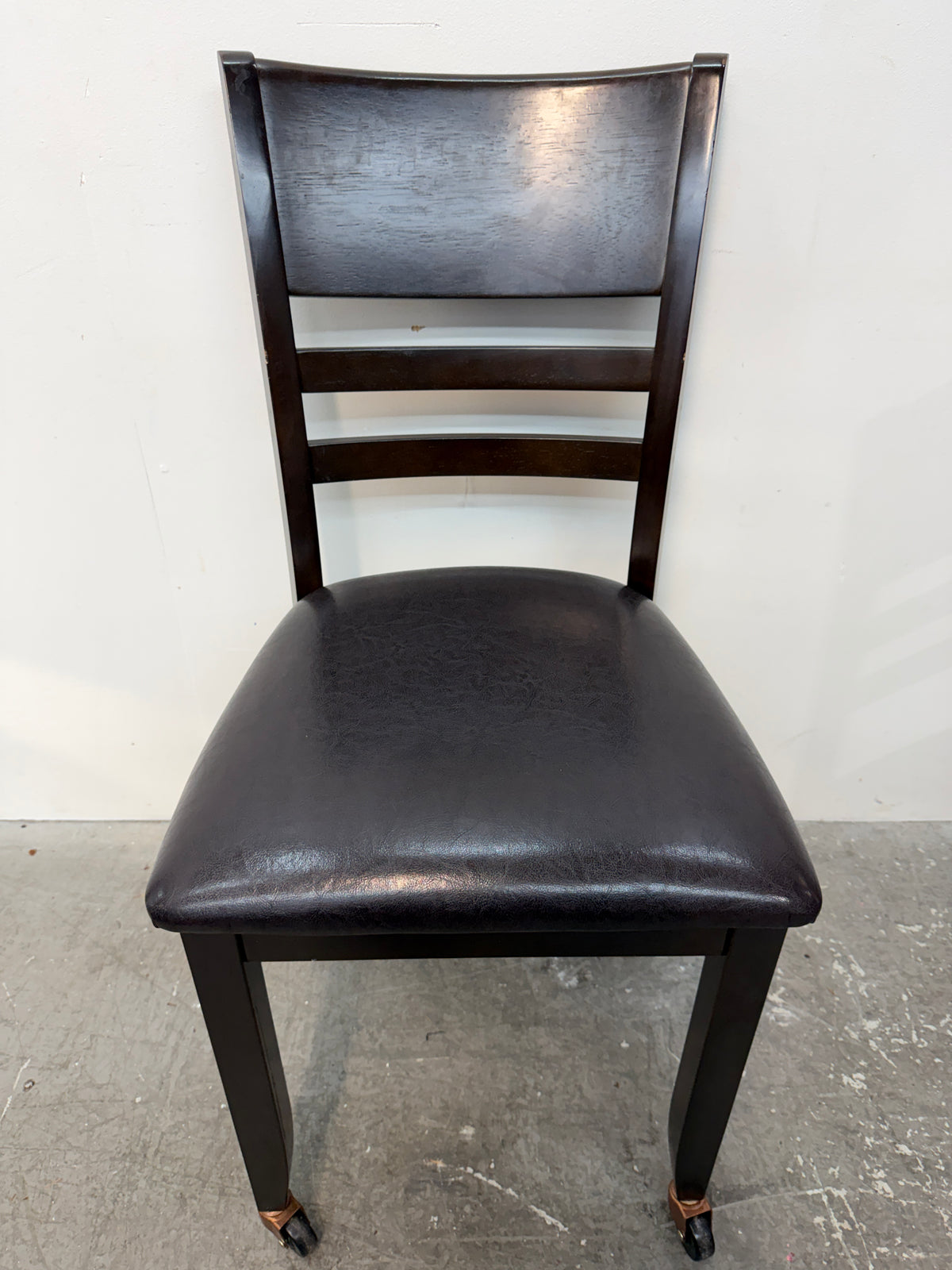 Pair of Espresso Dining Chairs on Casters #2610