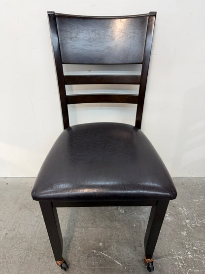 Pair of Espresso Dining Chairs on Casters #2610