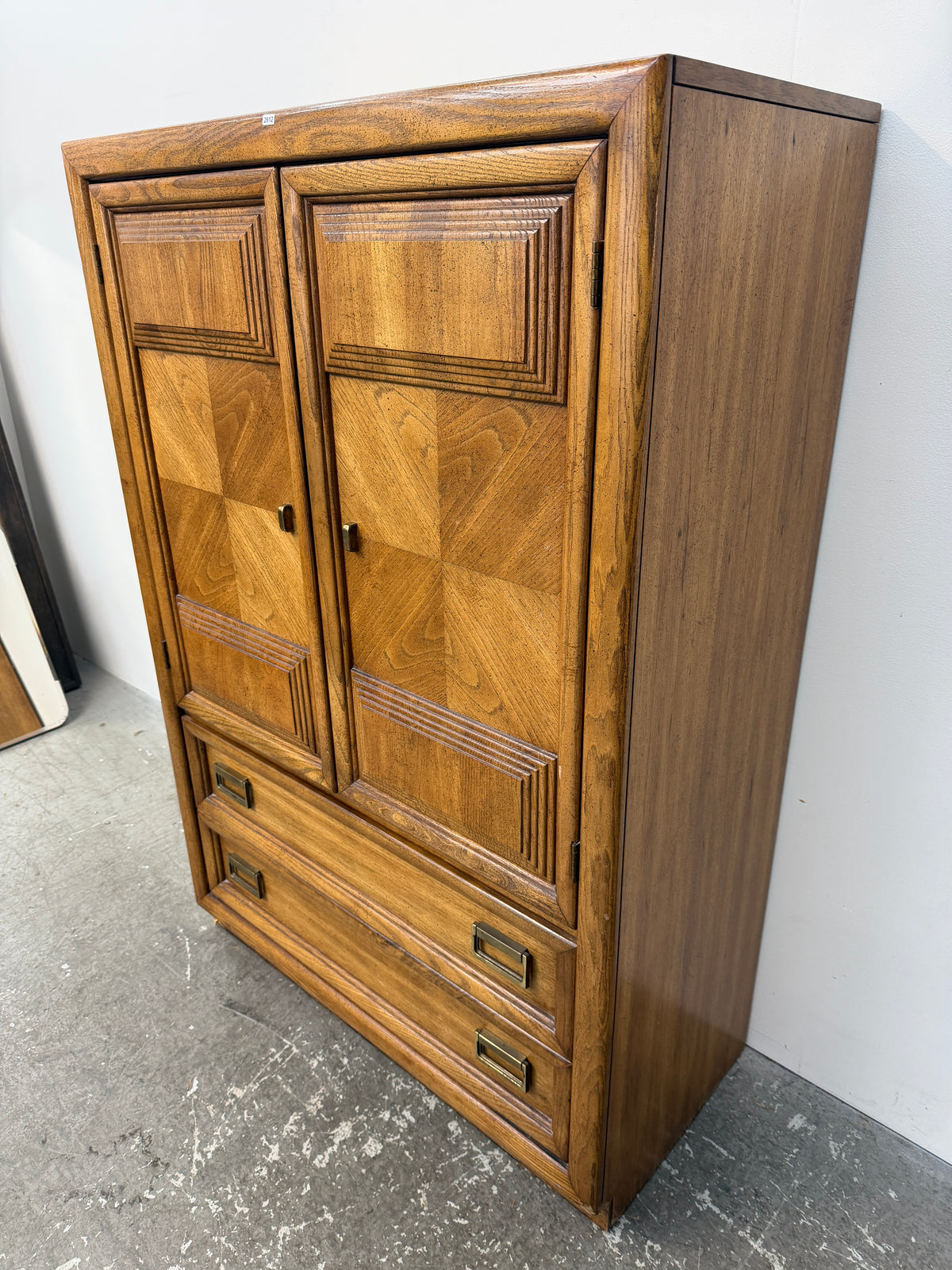 Vintage Oak Gentleman's Chest with Doors and Drawers #2612