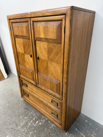 Vintage Oak Gentleman's Chest with Doors and Drawers #2612