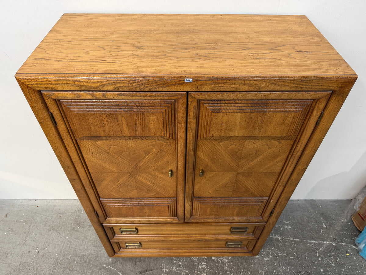 Vintage Oak Gentleman's Chest with Doors and Drawers #2612