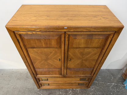 Vintage Oak Gentleman's Chest with Doors and Drawers #2612