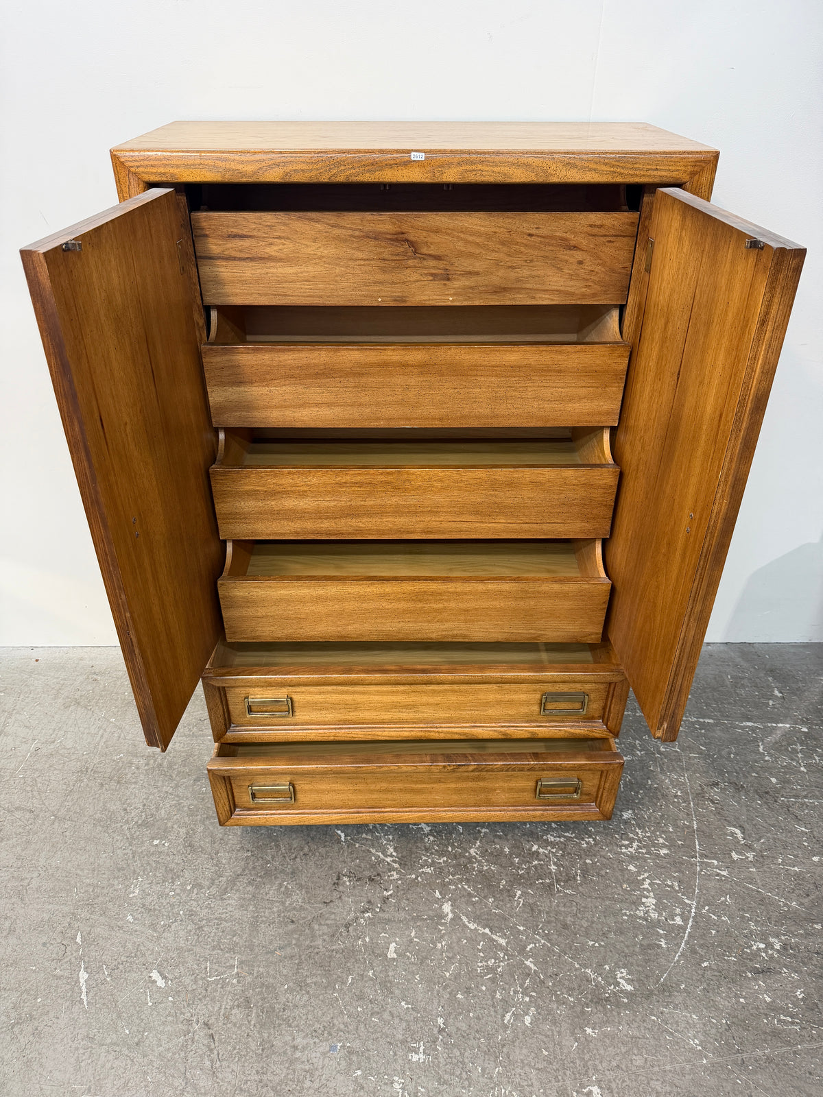 Vintage Oak Gentleman's Chest with Doors and Drawers #2612