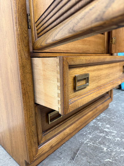 Vintage Oak Gentleman's Chest with Doors and Drawers #2612