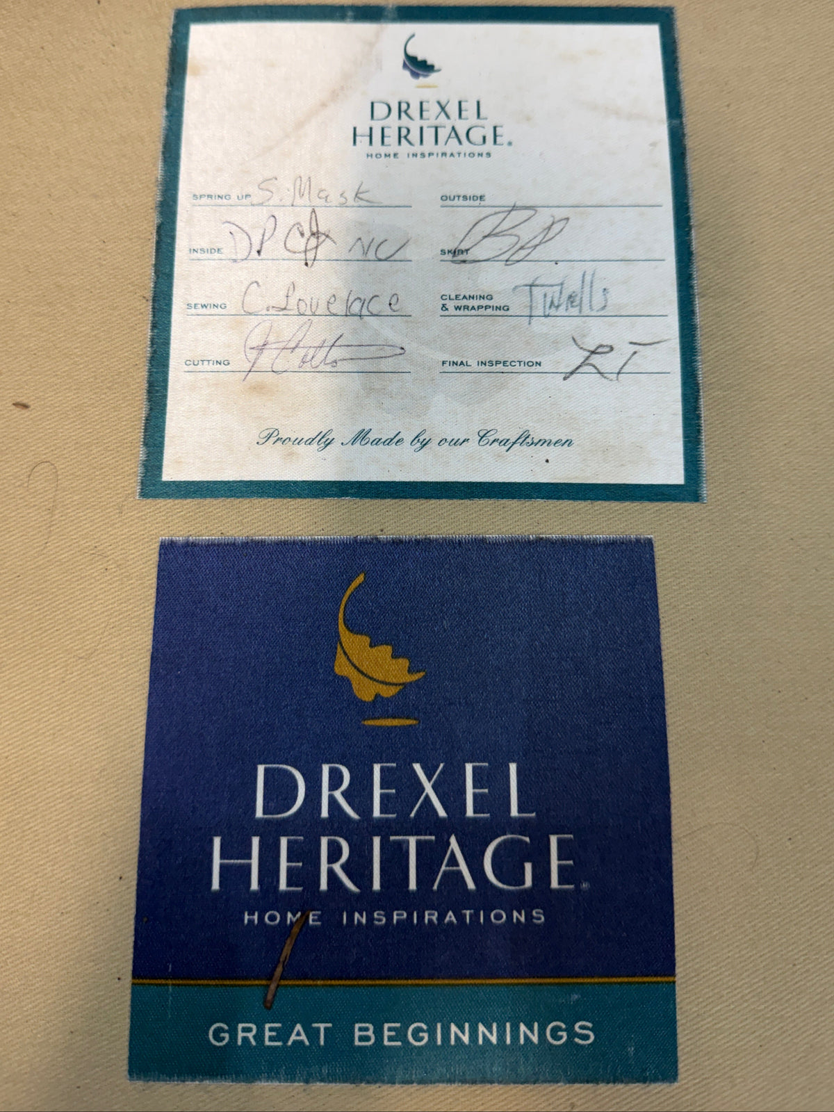 Drexel Heritage Navy Chenille Camelback Loveseat #2613