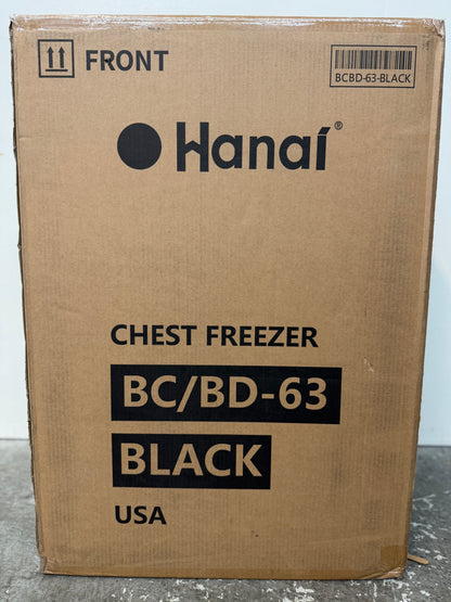Hanai Black Compact Chest Freezer, Boxed #2616