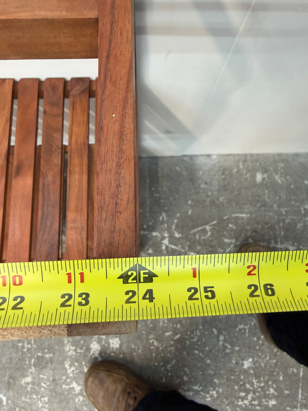Acacia Wood Slatted Shelf Rack with Towel Bars #2617