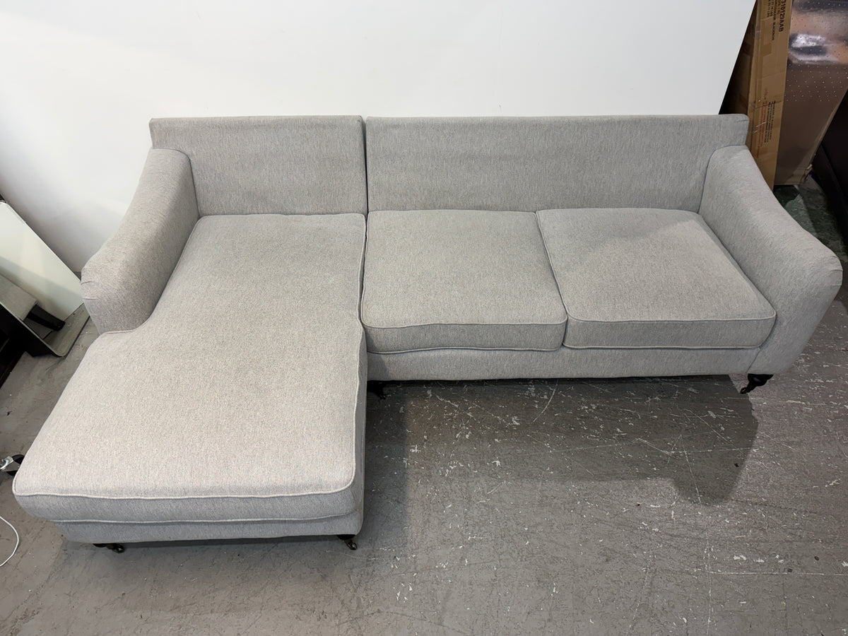 Gray Sofa Chaise Sectional with Ottoman and Pillows #2618