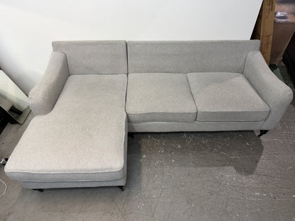 Gray Sofa Chaise Sectional with Ottoman and Pillows #2618