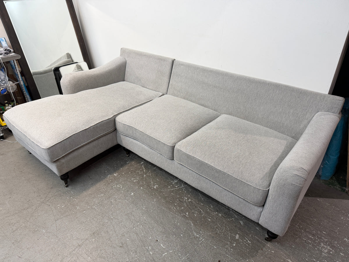 Gray Sofa Chaise Sectional with Ottoman and Pillows #2618