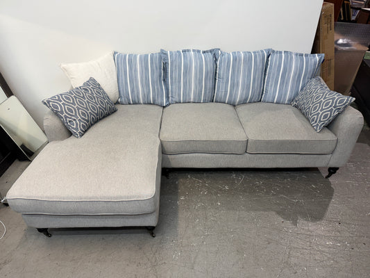 Gray Sofa Chaise Sectional with Ottoman and Pillows #2618