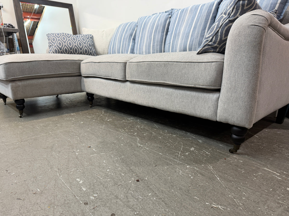 Gray Sofa Chaise Sectional with Ottoman and Pillows #2618