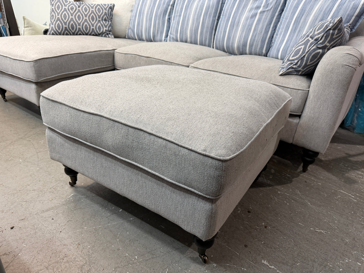 Gray Sofa Chaise Sectional with Ottoman and Pillows #2618
