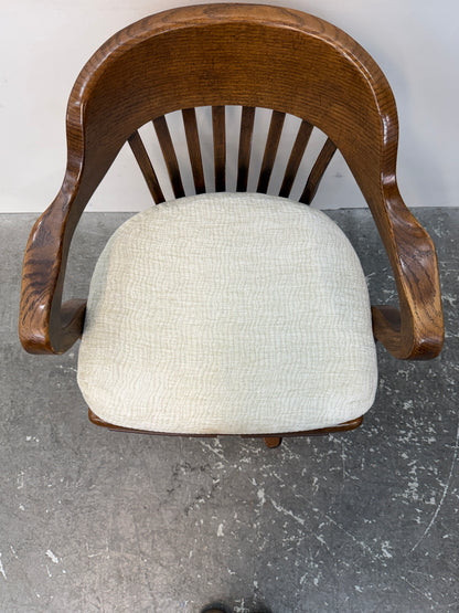 Oak Banker's Swivel Desk Chair with Cushion #2619