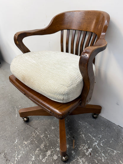 Oak Banker's Swivel Desk Chair with Cushion #2619