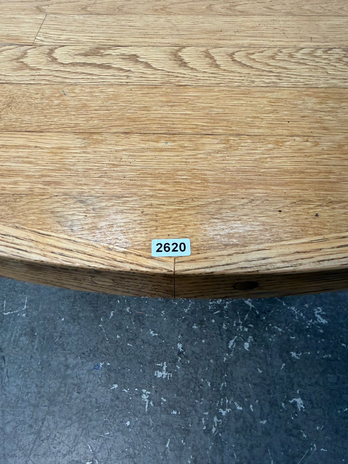 Oak Plank Top Round Pedestal Dining Table with Leaf #2620
