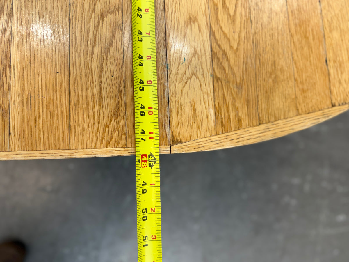 Oak Plank Top Round Pedestal Dining Table with Leaf #2620