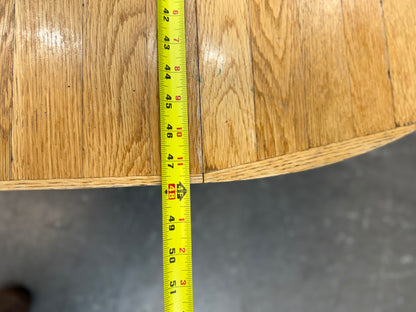 Oak Plank Top Round Pedestal Dining Table with Leaf #2620