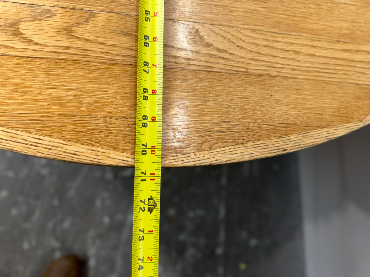 Oak Plank Top Round Pedestal Dining Table with Leaf #2620