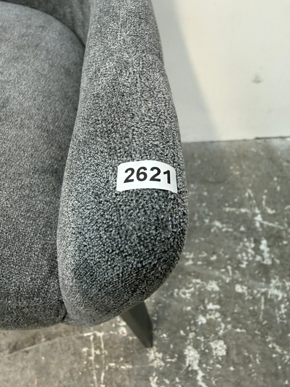 Gray Upholstered Dining Armchair with Black Metal Legs #2621