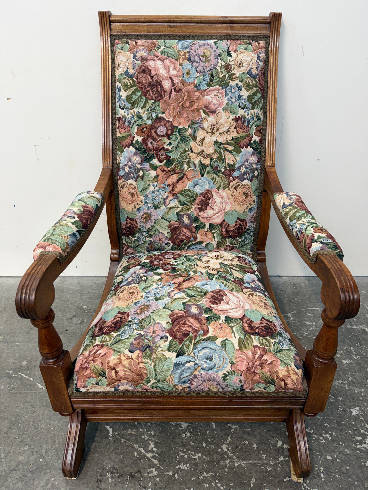 Floral Tapestry Platform Rocker with Wood Frame #2628