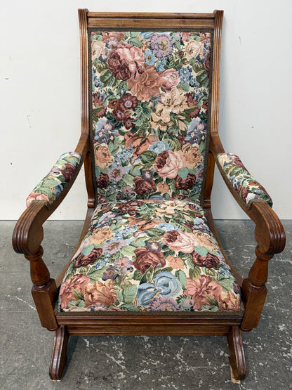 Floral Tapestry Platform Rocker with Wood Frame #2628