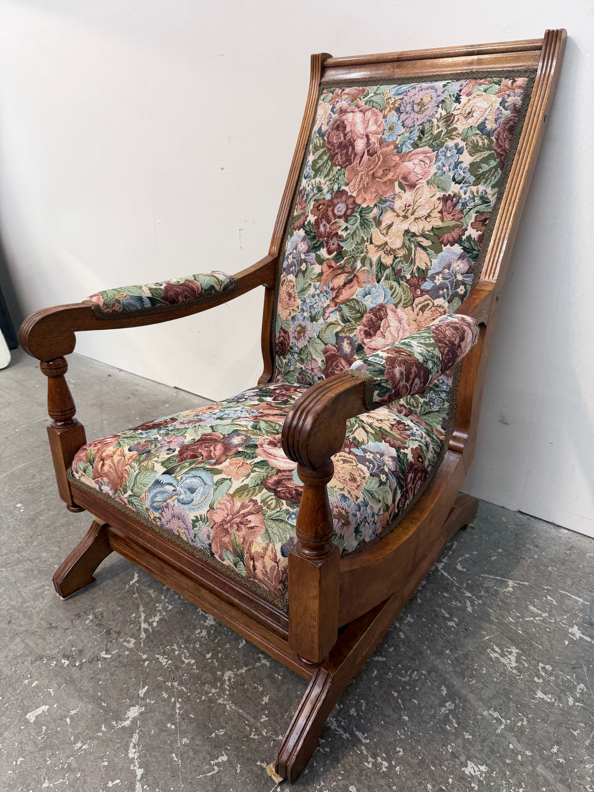 Floral Tapestry Platform Rocker with Wood Frame #2628