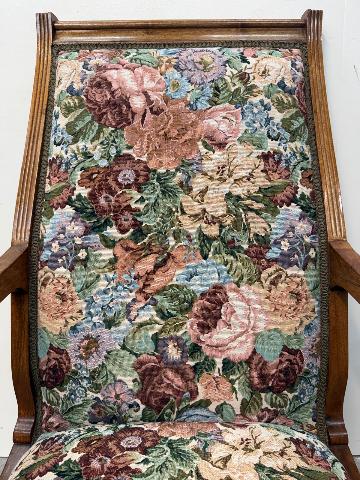 Floral Tapestry Platform Rocker with Wood Frame #2628