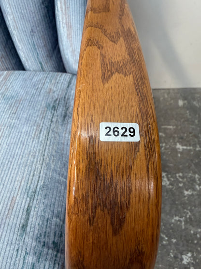 Oak Glider Rocker with Blue Cushions #2629