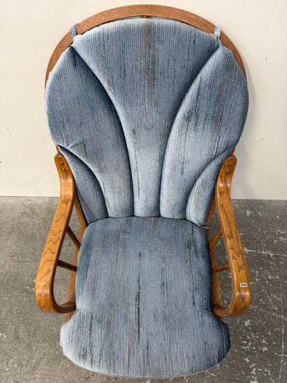 Oak Glider Rocker with Blue Cushions #2629