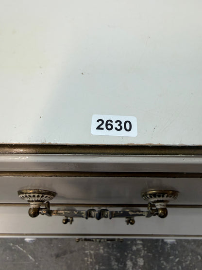 White French Provincial Five-Drawer Tall Chest with Gold Trim #2630