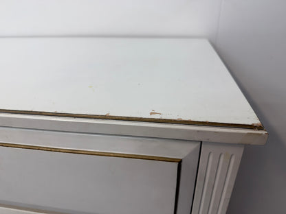 White French Provincial Five-Drawer Tall Chest with Gold Trim #2630